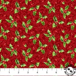 Northcott Holiday Joy Holly Toss Red/Multi Northcott Holiday Joy Holly Toss Red/Multi