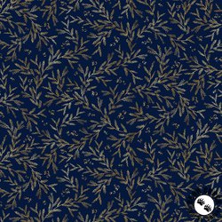 P&B Textiles Joyful Pine Branch Vines Navy