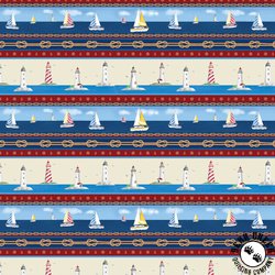 Benartex Sail Away Sail Away Border Stripe Multi