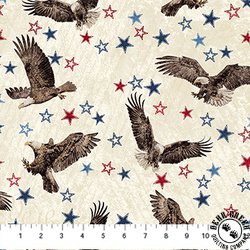 Northcott Stonehenge Stars and Stripes 13 Eagles Beige/Navy