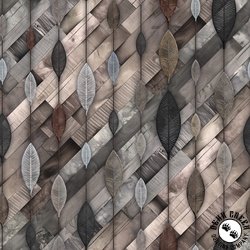 Studio E Fabric Out of the Woodwork Iron Leaves Umber