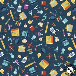 P&B Textiles Love Teach Inspire School Supplies Dark Blue