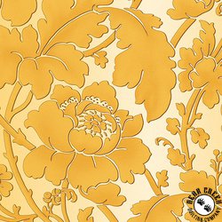 Benartex Flower Festival Garden Damask Gold