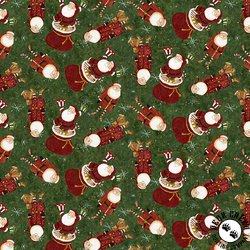Clothworks Gingerbread Christmas Santas Forest