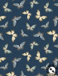 Wilmington Prints Garden Grace Butterfly Toss Navy