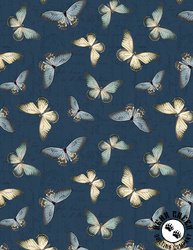 Wilmington Prints Garden Grace Butterfly Toss Navy Wilmington Prints Garden Grace Butterfly Toss Navy