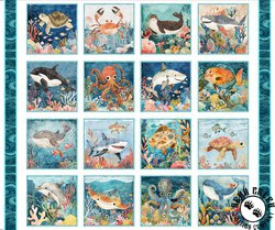 QT Fabrics Deep Sea Dazzle Undersea Picture Patches Turquoise QT Fabrics Deep Sea Dazzle Undersea Picture Patches Turquoise