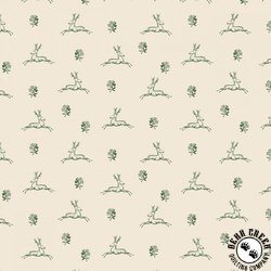 Marcus Fabrics Pint Sized Neutrals Stag and Flower Green Marcus Fabrics Pint Sized Neutrals Stag and Flower Green
