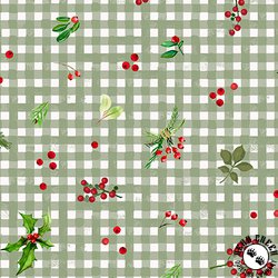 Maywood Studio Winter Wreaths Gingham Greens Green Maywood Studio Winter Wreaths Gingham Greens Green