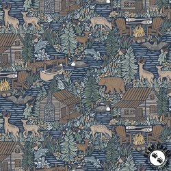 P&B Textiles Lakeside Days Scenic Lake Allover Navy P&B Textiles Lakeside Days Scenic Lake Allover Navy