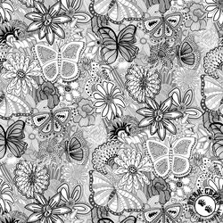 P&B Textiles Sketchbook 108 inch Wide Backing Fabric Black/White