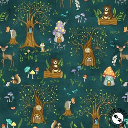 Windham Fabrics Enchanted Woods Into the Woods Dark Teal Windham Fabrics Enchanted Woods Into the Woods Dark Teal