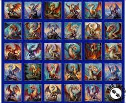 QT Fabrics Dragon's Song Dragon Blocks Royal