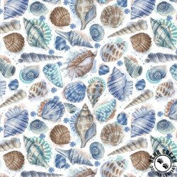 Blank Quilting Seatopia Seashells White Blank Quilting Seatopia Seashells White