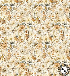 QT Fabrics Hunny Bunny Floral Vine Tan