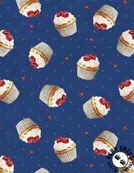 Wilmington Prints Sweet Cherry Cupcake Toss Navy Wilmington Prints Sweet Cherry Cupcake Toss Navy