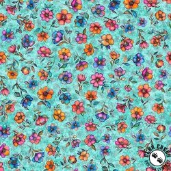QT Fabrics Fluttering Garden Small Floral Turquoise QT Fabrics Fluttering Garden Small Floral Turquoise
