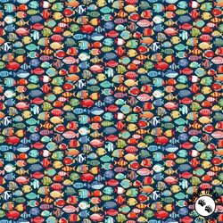 Andover Fabrics Deep Blue Sea Fish Shoal Dark Blue Andover Fabrics Deep Blue Sea Fish Shoal Dark Blue