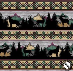 Benartex Into the Wild Border Stripe Benartex Into the Wild Border Stripe