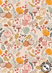 Lewis and Irene Fabrics Snuggle-up Season Flannel Pumpkins on Cream