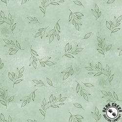 P&B Textiles Floral Chic Tonal Tossed Leaves Green