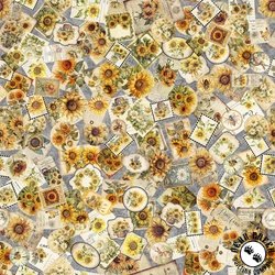 QT Fabrics Sunflower Serenade Sunflower Ephemera Gray QT Fabrics Sunflower Serenade Sunflower Ephemera Gray