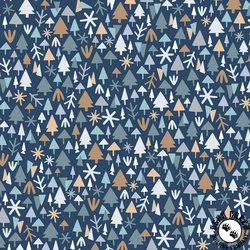 P&B Textiles Polar Pals Tiny Trees Dark Blue