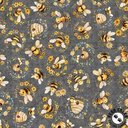 QT Fabrics Buzz, Buzz, Buzz Bees and Beehives Dark Gray QT Fabrics Buzz, Buzz, Buzz Bees and Beehives Dark Gray
