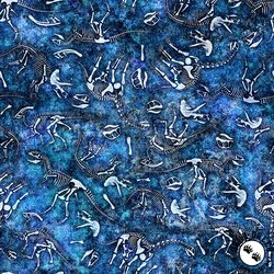 QT Fabrics Savage Kingdom Dino Bones Blue QT Fabrics Savage Kingdom Dino Bones Blue