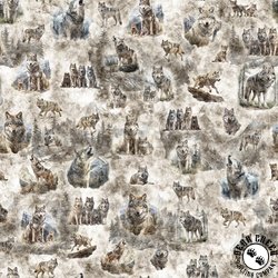 QT Fabrics Running with the Pack Wolf Vignettes Cream QT Fabrics Running with the Pack Wolf Vignettes Cream