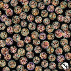 QT Fabrics Skullduggery Mini Sugar Skulls Black