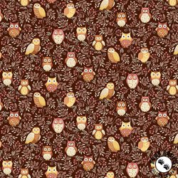 Andover Fabrics Hello Autumn Twilight Owls Brown