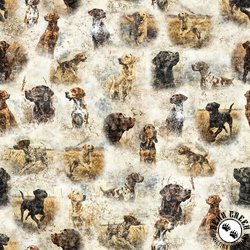 QT Fabrics Forest, Field and Stream Hunting Dogs Cream QT Fabrics Forest, Field and Stream Hunting Dogs Cream