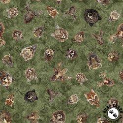 QT Fabrics Enchanted Forest Animal Head Toss Army