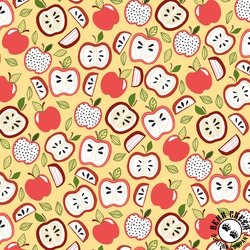 P&B Textiles Love Teach Inspire Apples for Teacher Yellow