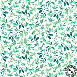 Michael Miller Fabrics Flower Lake Leaves White Michael Miller Fabrics Flower Lake Leaves White