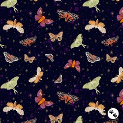Blank Quilting Midnight Rendezvous Moths Dark Purple