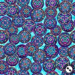 QT Fabrics Royale Stained Glass Circles Turquoise QT Fabrics Royale Stained Glass Circles Turquoise
