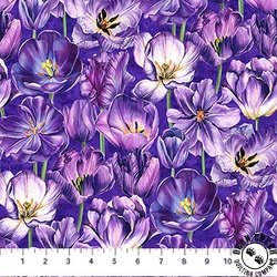 Northcott Tulip Garden Packed Tulips Purple/Multi