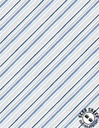 Wilmington Prints Blossom Blues Stripe White