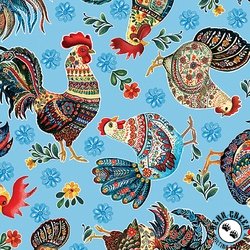 Benartex Farm Feathered Folk Feathered Friends Sky Blue Benartex Farm Feathered Folk Feathered Friends Sky Blue