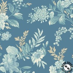 Andover Fabrics Sewing Bird Bed of Roses Indigo