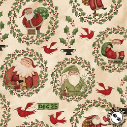 Riley Blake Designs Up on the Housetop Santa Holly Snowflake