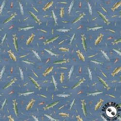 Clothworks Lake and Lodge Fish Denim