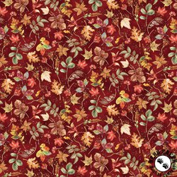 Hoffman Fabrics Harvest Bouquet Tossed Leaves Maroon