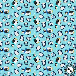 Clothworks Snow Drift Penguins Sky