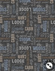 Wilmington Prints Timberland Trails Words All Over Dark Gray Wilmington Prints Timberland Trails Words All Over Dark Gray