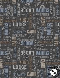 Wilmington Prints Timberland Trails Words All Over Dark Gray