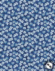 Wilmington Prints Blue Harmony Small Floral All Over Dark Blue