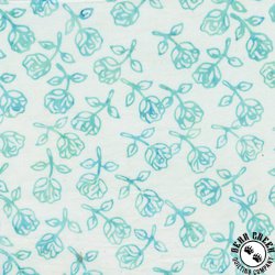 Anthology Fabrics Fantasia Batik Rosebuds White